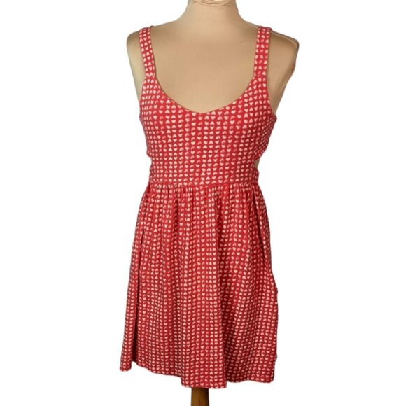 URBAN OUTFITTERS BY CORPUS Side Cut Out Knit Heart Print Sundress Red Size Small - Picture 13 of 13